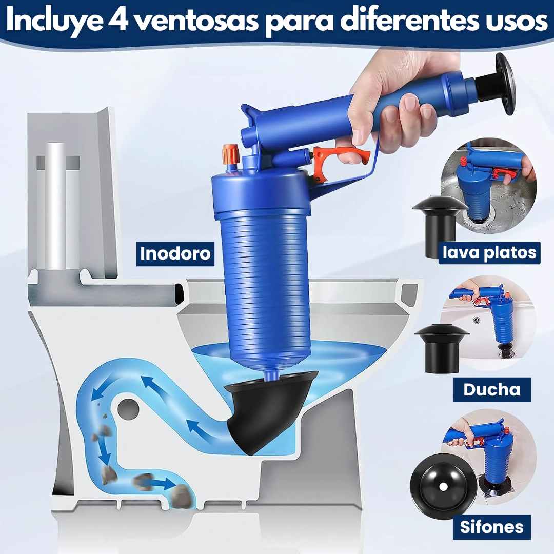 PISTOLA DESTAPA TUBERIAS DE AIRE | KIT DE VENTOSAS MULTIUSOS