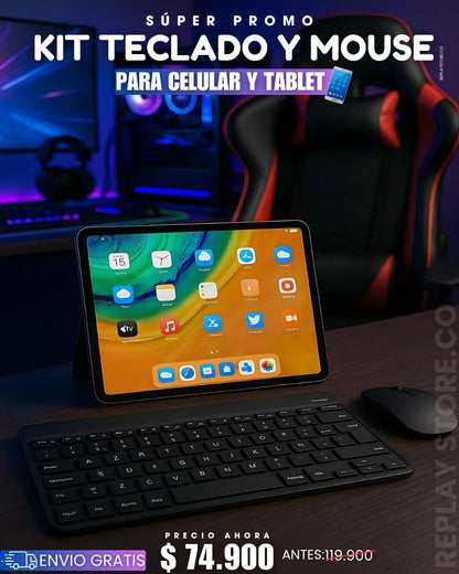KIT TECLADO Y MOUSE INALAMBRICO PARA CELULAR Y TABLET
