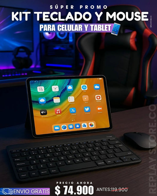 KIT TECLADO Y MOUSE INALAMBRICO PARA CELULAR Y TABLET